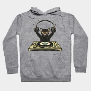 Black Cat DJ Crazy Vintage Funny Cat Hoodie